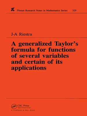cover image of A Generalized Taylor's Formula for Functions of Several Variables and Certain of its Applications